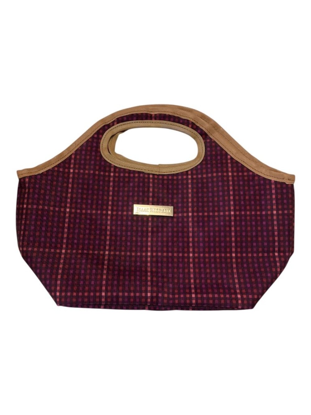 Isaac Mizrahi Lunch Tote Bag Red Plaid Insulated Carry Case Top Handle Y2K
